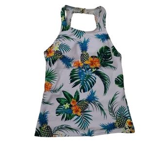 HOLIPICK Racerback Monstera Leaf Print bathing suit top NWT SMALL